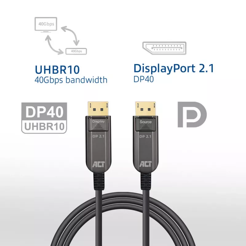 ACT AK4173 DisplayPort-kabel 30 m zwart
