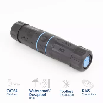 ACT afgeschermde CAT6A outdoor IP68 RJ45-koppeling SD6522, Cat6A afgeschermde Ethernet inline-koppeling