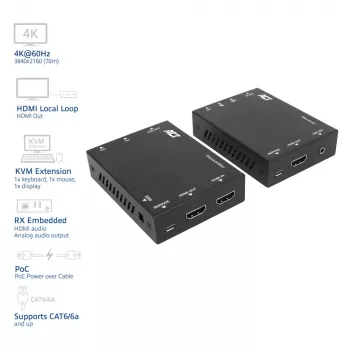 ACT 4K HDMI 2.0 KVM-extender-set via CAT6A tot 70 meter