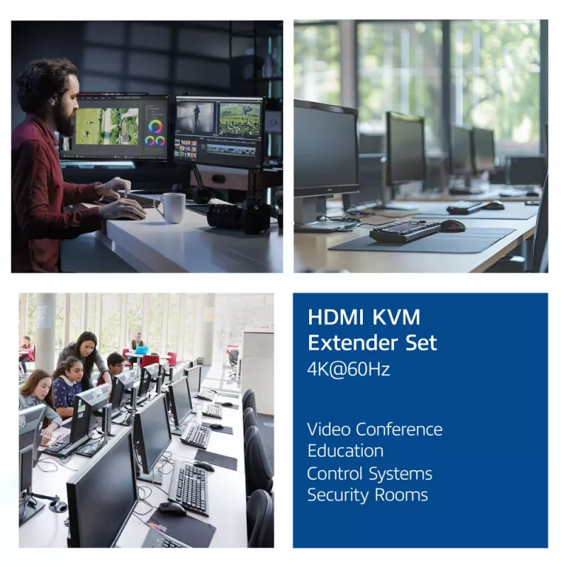 ACT 4K HDMI 2.0 KVM-extender-set via CAT6A tot 70 meter