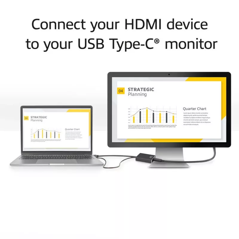 ACT HDMI naar USB Type-C bus adapter, 4K@60Hz. Kabellengte: 0,25 m, aansluiting 1: USB Type-C, aansluiting 2: HDMI + USB. Aantal per verpakking: 1 stuk