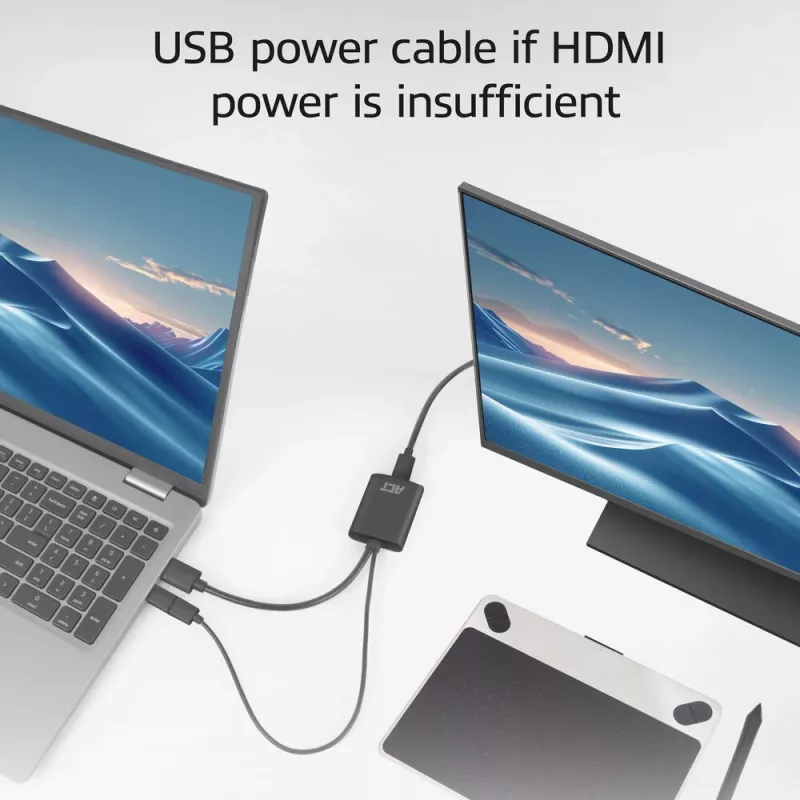ACT HDMI naar USB Type-C bus adapter, 4K@60Hz. Kabellengte: 0,25 m, aansluiting 1: USB Type-C, aansluiting 2: HDMI + USB. Aantal per verpakking: 1 stuk