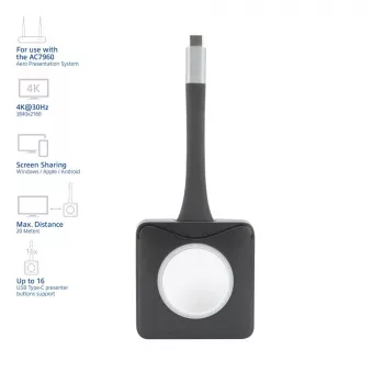 ACT Aero 4K presenter button, toetsenkit, zwart, 1 stuk, 3840 x 2160, Aero 4K draadloos presentatiesysteem, 0 - 40 °C