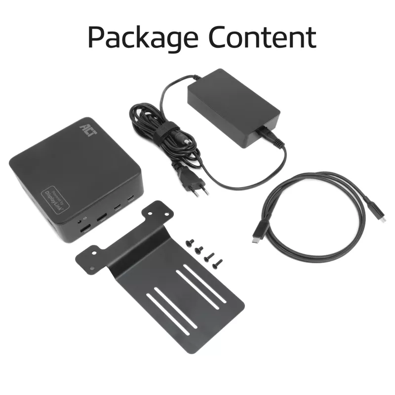 ACT universele USB-C dockingstation 4K, voor 3 HDMI/DisplayPort monitoren, DisplayLink