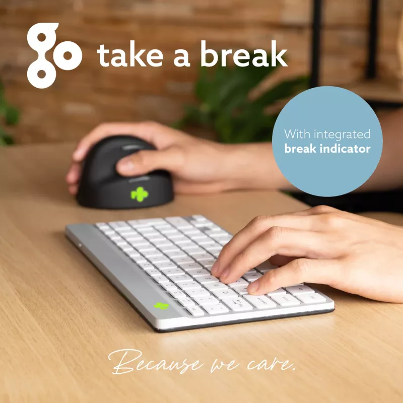 R-Go Tools ergonomisch toetsenbord R-Go Compact Break, compact toetsenbord met pauzesoftware, QWERTZ (CH), Bluetooth, wit