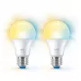 WiZ lamp 60W A60 E27 x2, slimme lamp, Wi-Fi/Bluetooth, wit, Wi-Fi 4 (802.11n), 802.11b, 802.11g, LED, E27