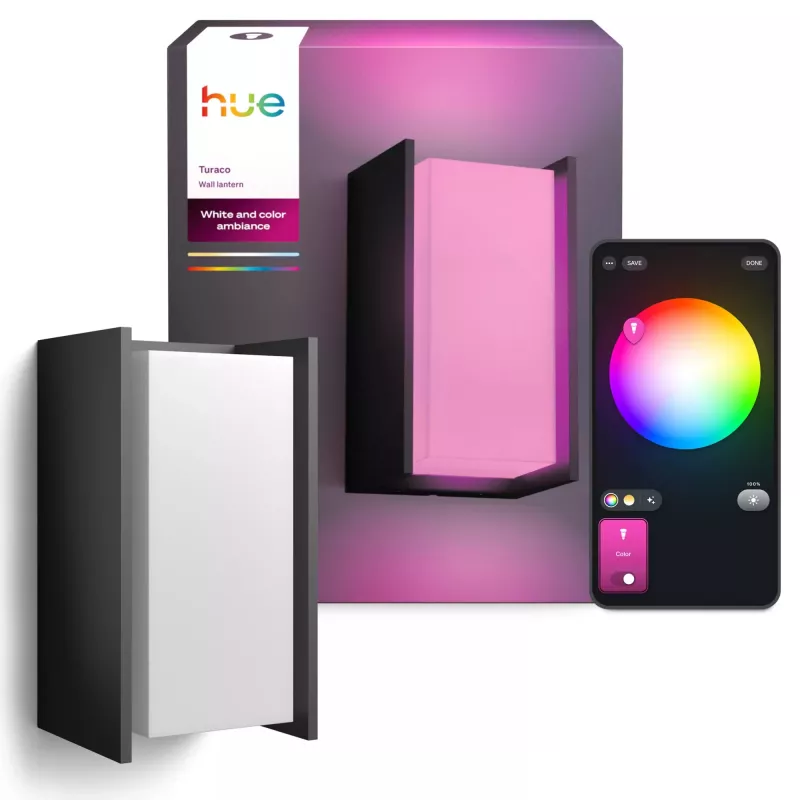 Buitenwandlamp Signify Philips Hue Turaco — White & Colour Ambience, antraciet, Bluetooth/Zigbee, aluminium