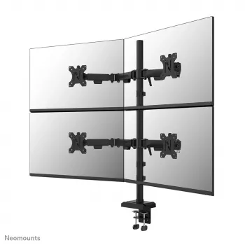 Viervoudige monitorarm Neomounts DS60-600BL2-2 voor 10–32 inch schermen, VESA 75x75–100x100, max. draagkracht 8 kg, klem/tafeldoorvoer, zwart