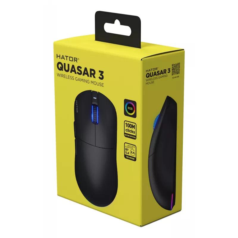 HATOR Quasar 3 draadloze muis gaming ambidexter RF draadloos + Bluetooth + USB Type-A optisch 12000 DPI