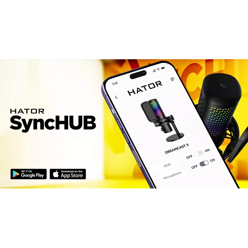 HATOR Dreamcast X, zwart, podcastmicrofoon, -32 dB, 20 - 16000 Hz, 16 bit, 96 kHz, 70 dB