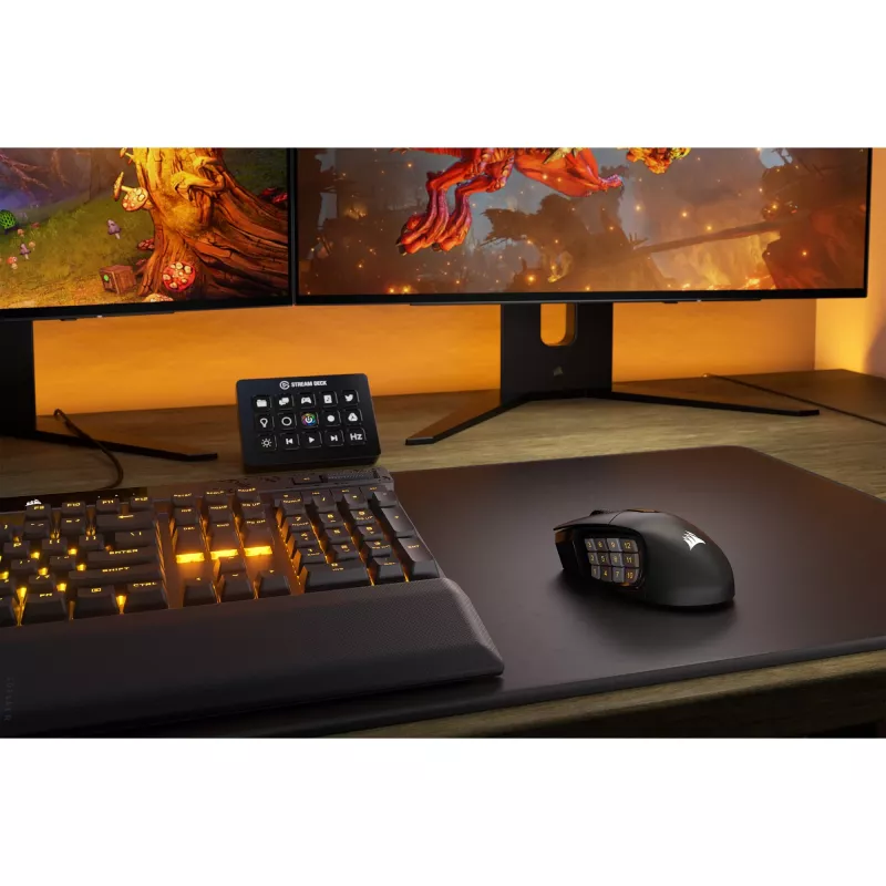 Corsair SCIMITAR ELITE WIRELESS muis gaming rechtshandig RF draadloos + Bluetooth + USB Type-C optisch 26000 dpi