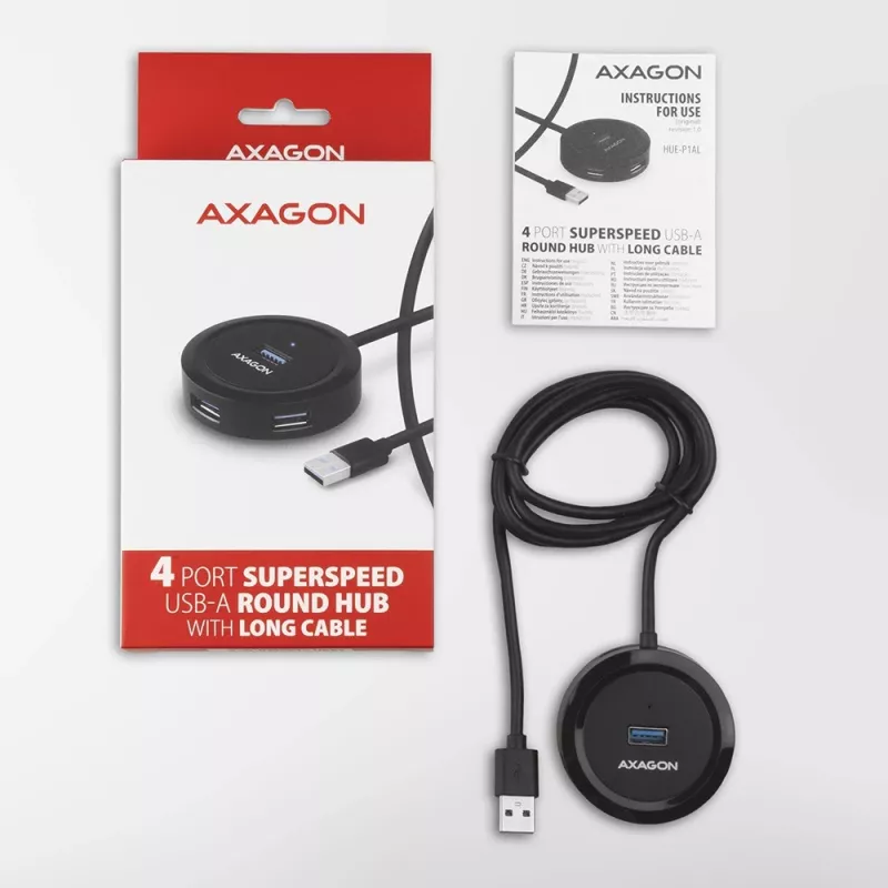 AXAGON HUE-P1AL hub 4-poorts USB 3.2 Gen 1 rond