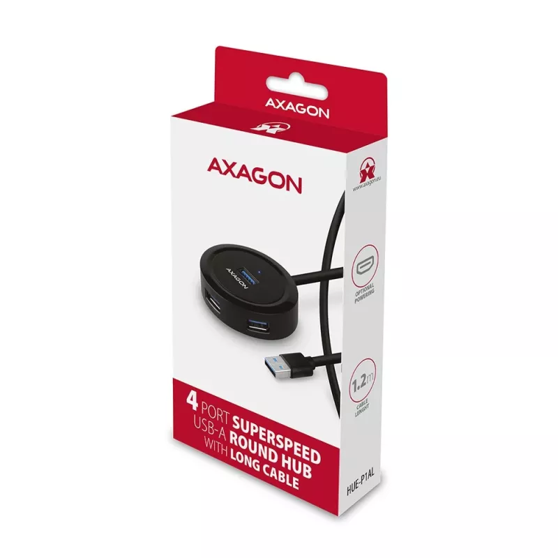AXAGON HUE-P1AL hub 4-poorts USB 3.2 Gen 1 rond