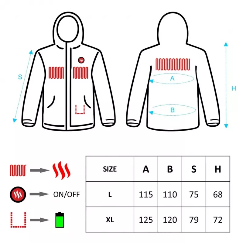 Verwarmde herenjas, maat: L, XL