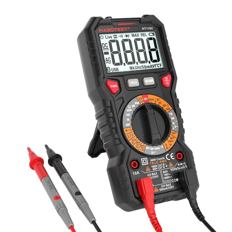 Digitale multimeter met zaklamp Habotest HT118C, True RMS, NCV, batterijtest