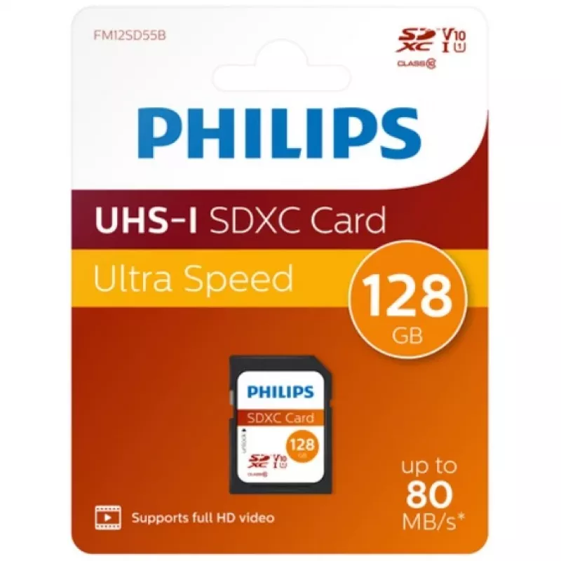 Geheugenkaart Philips 128 GB SDXC UHS-I FM12SD55B/00