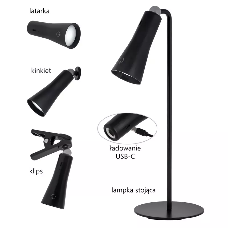 Activejet AJE-IDA 4IN1 multifunctionele lamp, zwart