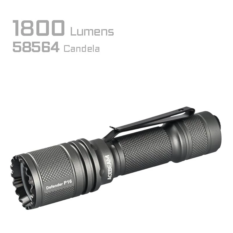 AceBeam P16 oplaadbare LED-zaklamp 1000 lumen grijs