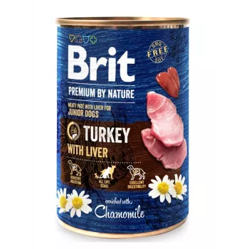 Brit Premium by Nature Junior Turkey with Liver natvoer voor honden 400 g