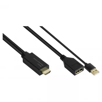 Alcasa HDMI-AD22 videokabel-adapter 0,3 m HDMI Type-A DisplayPort zwart