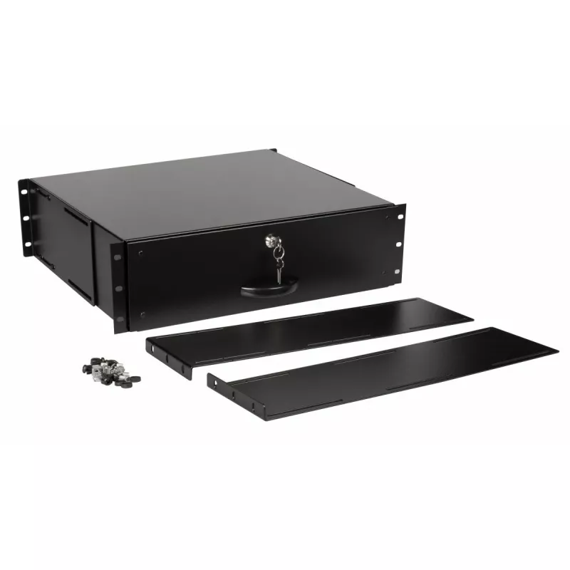 Lade-eenheid Equip afsluitbare lade 19 inch 3U RAL9005 zwart