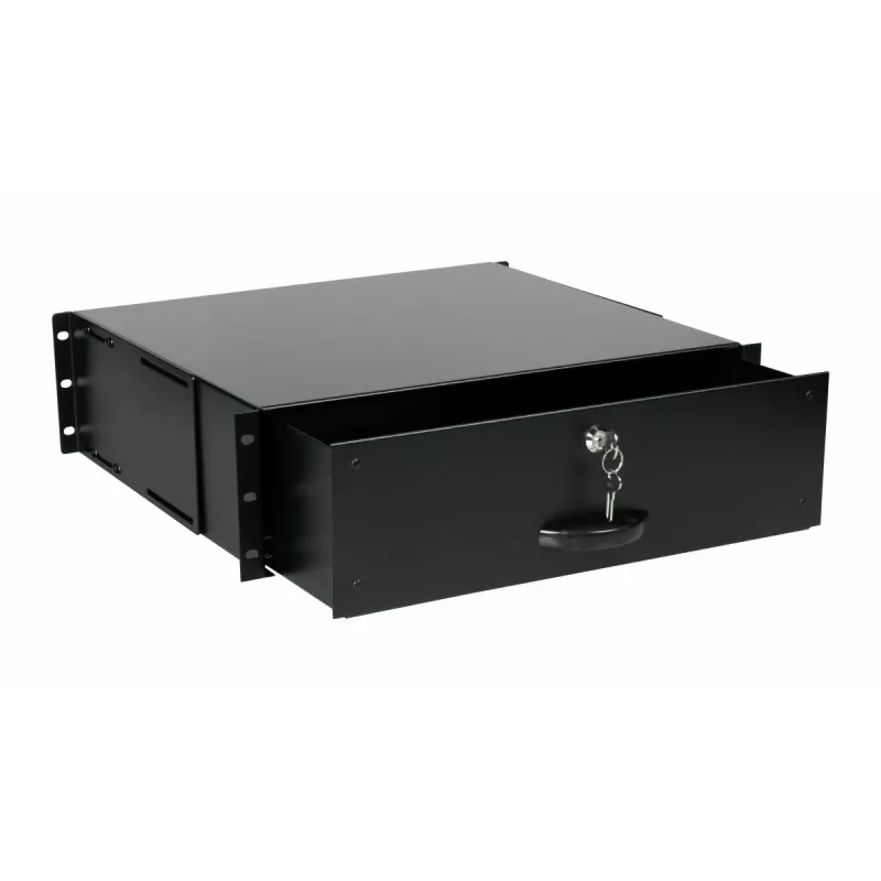 Lade-eenheid Equip afsluitbare lade 19 inch 3U RAL9005 zwart