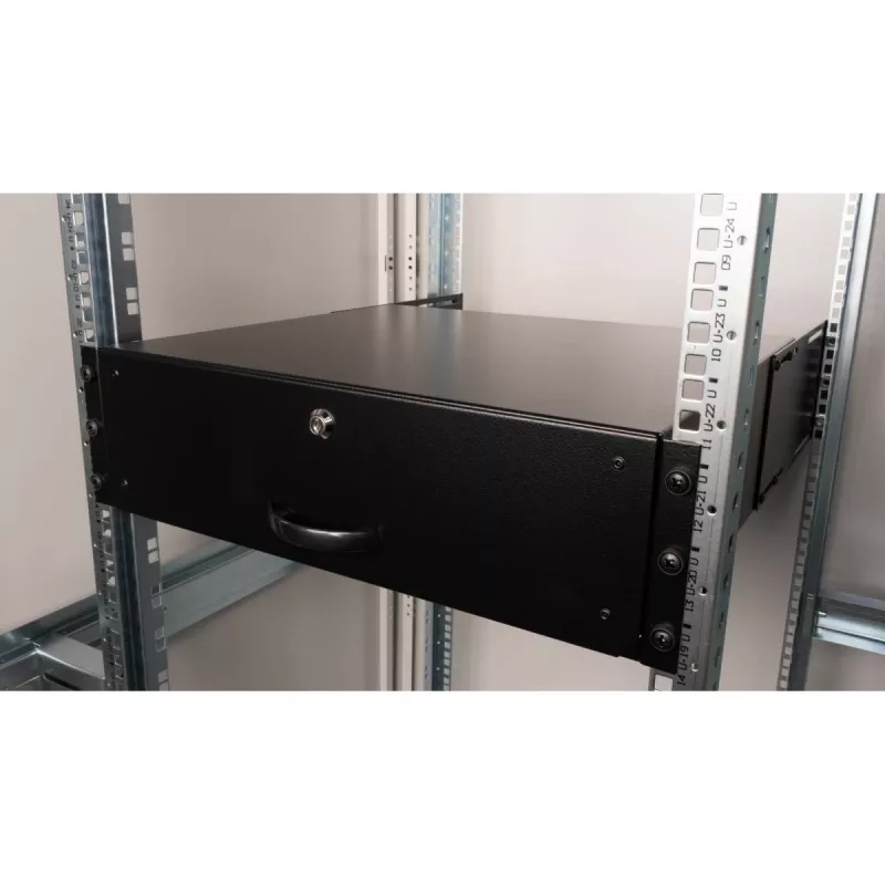 Lade-eenheid Equip afsluitbare lade 19 inch 3U RAL9005 zwart