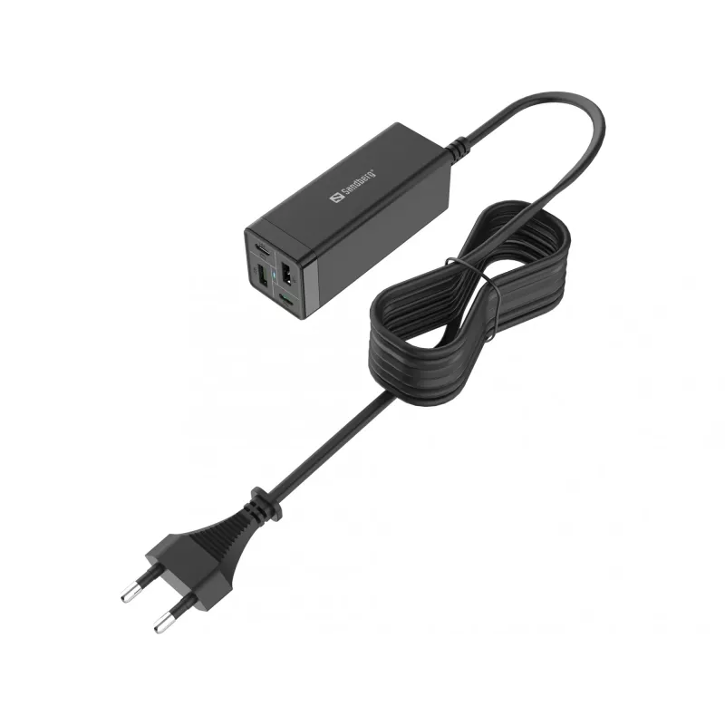 SANDBERG voeding - 65 watt - 3,25 A - PD, QC - 4 uitgangspoorten (2 x USB, 2 x USB-C)