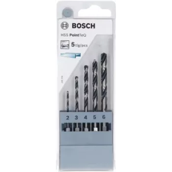 Bosch HSS PointTeQ spiraalboorset voor metaal, 5 stuks (2-6 mm), zeskantschacht, 2607002824