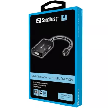 SANDBERG MiniDPHDMI+DVI+VGA-adapter - videoconverter