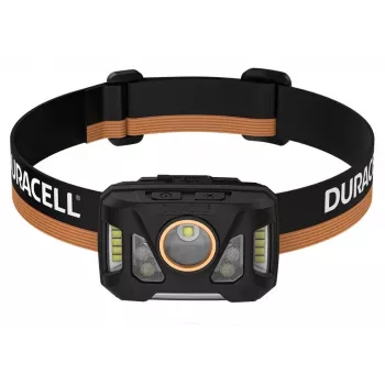 Hoofdlamp Duracell DH1000R — zwart/oranje, oplaadbaar vrijhandig licht