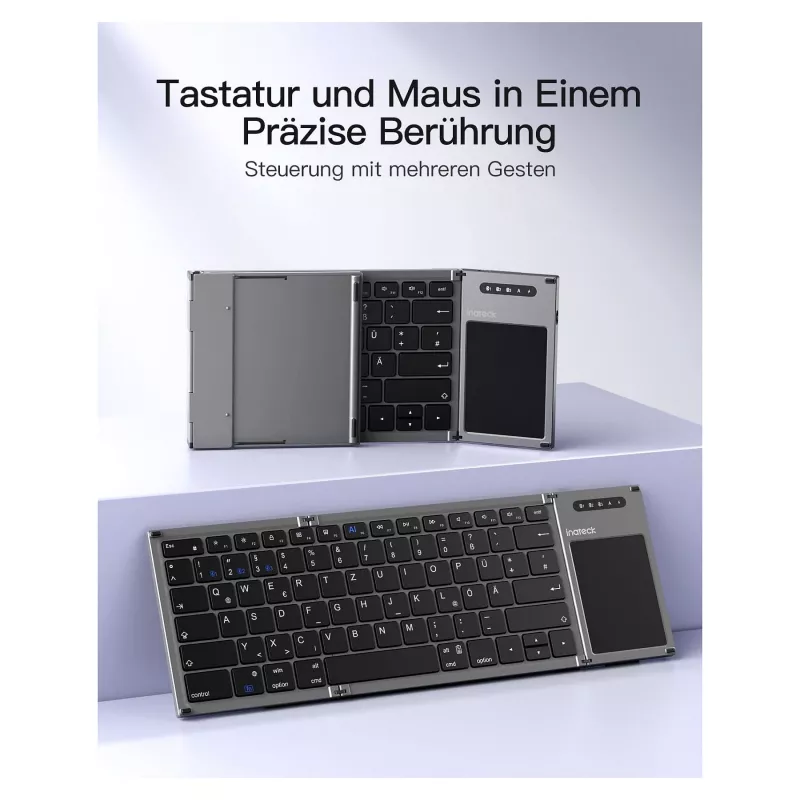 Inateck KB06101_STEEL GRAY toetsenbord Home RF draadloos + Bluetooth QWERTZ Engels zwart