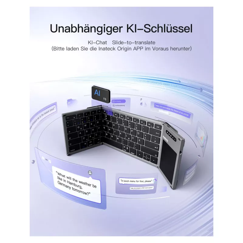 Inateck KB06101_STEEL GRAY toetsenbord Home RF draadloos + Bluetooth QWERTZ Engels zwart