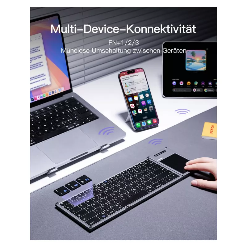 Inateck KB06101_STEEL GRAY toetsenbord Home RF draadloos + Bluetooth QWERTZ Engels zwart