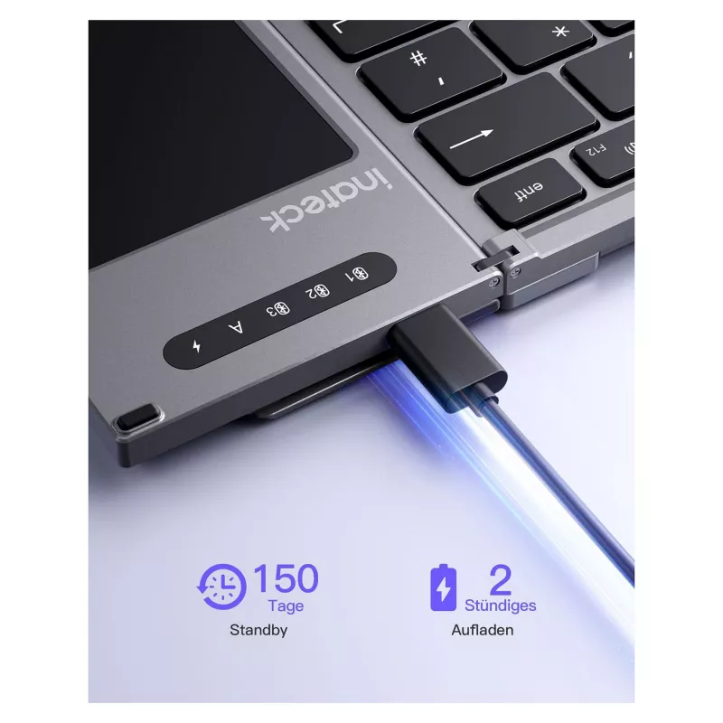 Inateck KB06101_STEEL GRAY toetsenbord Home RF draadloos + Bluetooth QWERTZ Engels zwart