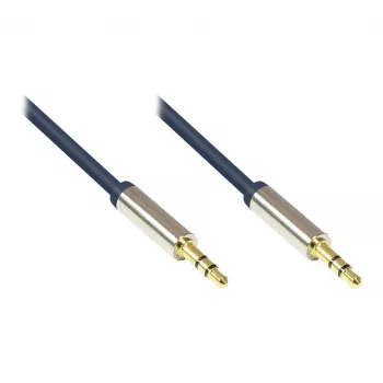 Audio-aansluitkabel high-quality 3,5mm, 2x jackstekker, volledig metalen behuizing, donkerblauw, 3m, Good Connections (GC-M0042)