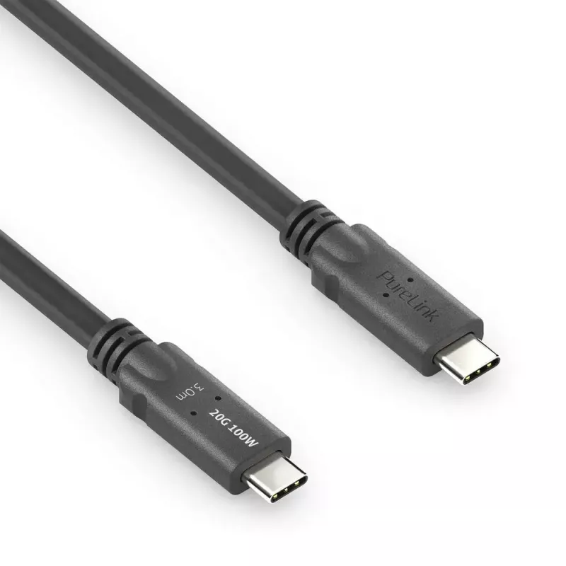USB4 Gen 2x2 kabel PureLink PI6600-030 USB‑C naar USB‑C 3 m, 20 Gbit/s, magnetisch afgeschermd, zwart