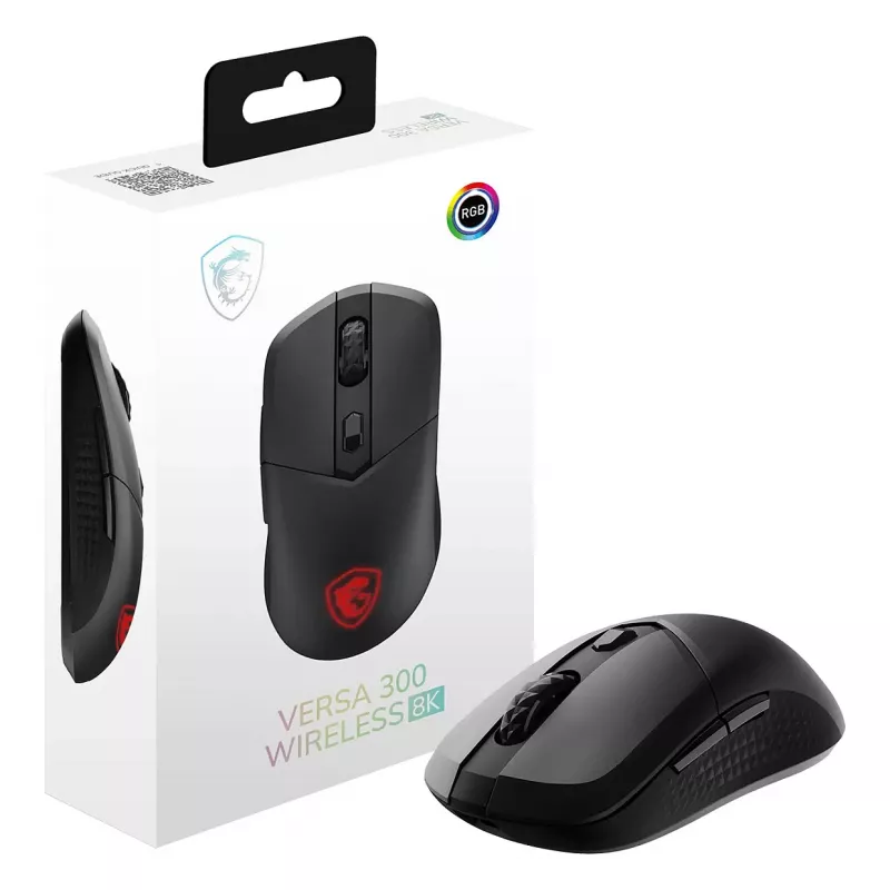MSI VERSA 300 WIRELESS 8K gaming-muis, ambidexter, optisch, 2600 DPI, 6 knoppen, zwart