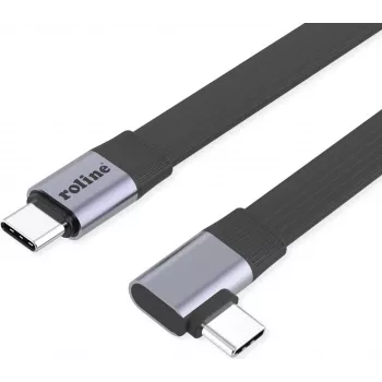 ROLINE USB4-2.0 kabel (80 Gbit/s), plat ST/ST, recht-90° haaks, 0,13 m (11.02.9099)