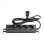 Good Connections stekkerdoos 10 - 1HE - koudapparaatstekker C14 naar 4x randaarde contactdoos - kinderveiligheid - aluminiumprofiel - zwart