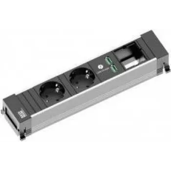 Bachmann 916.0514 verlengkabel 0,2 m 2 AC-uitgangen binnenbereik zwart - zilver (916.0514)