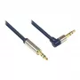 Audio-aansluitkabel High-Quality 3,5mm, jackstekker naar jackstekker rechts haaks, volledig metalen behuizing, donkerblauw, 3m, Good Connections (GC-