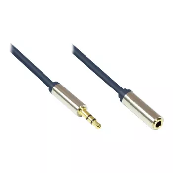 Audio-aansluitkabel High-Quality 3,5mm, jackstekker naar jackbus volledig metalen behuizing, donkerblauw, 1,5m, Good Connections (GC-M0052)