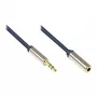 Audio-aansluitkabel High-Quality 3,5mm, jackstekker naar jackbus volledig metalen behuizing, donkerblauw, 1,5m, Good Connections (GC-M0052)