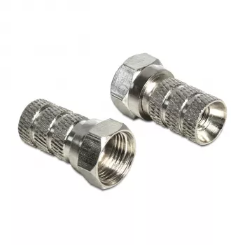 Stekkerverbinder F DELOCK 65615, F-type kabelstekker van metaal voor coaxkabel Ø 5,0–5,2 mm, zilver, 1 stuk