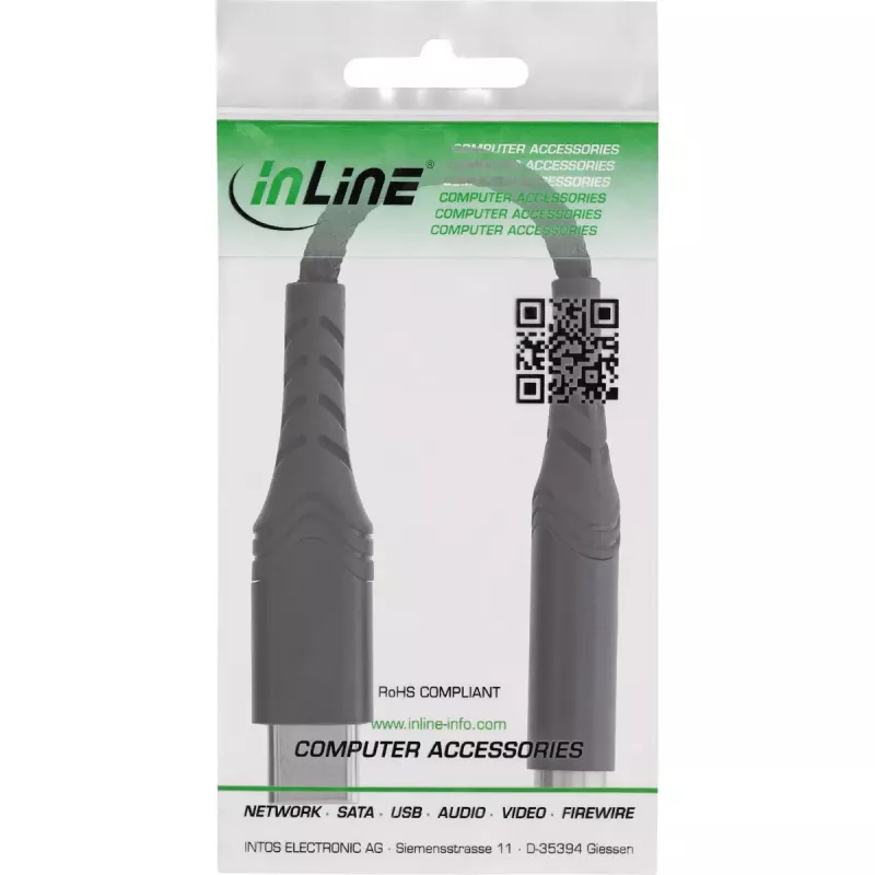 Audio-adapter InLine 33054E USB-C naar 3,5 mm met geïntegreerde DAC, 15 cm kabel
