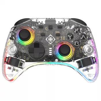 Gamepad Deltaco Gaming GAM-198-T transparant Bluetooth/USB USB-C voor Nintendo Switch, Switch 2, Switch OLED, Android, pc