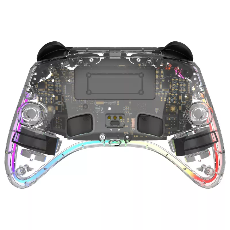 Gamepad Deltaco Gaming GAM-198-T transparant Bluetooth/USB USB-C voor Nintendo Switch, Switch 2, Switch OLED, Android, pc