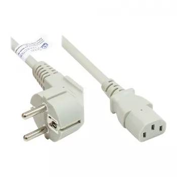Netkabel randaarde stekker type E+F (CEE 7/7, haaks) naar C13 (recht), grijs, 1,00 mm², 3 m, Good Connections® (P0130-GR030)