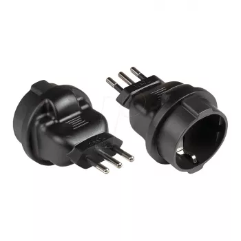 Netadapter Italië netstekker type L (CEI 23-16, recht) naar randaarde stopcontact type F (CEE 7/3, recht), zwart, Good Connections® (PA-6502S)